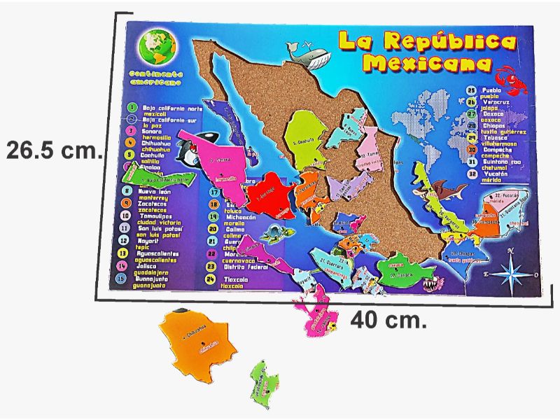 Rompecabezas Mapa México con 40x26.5 cm